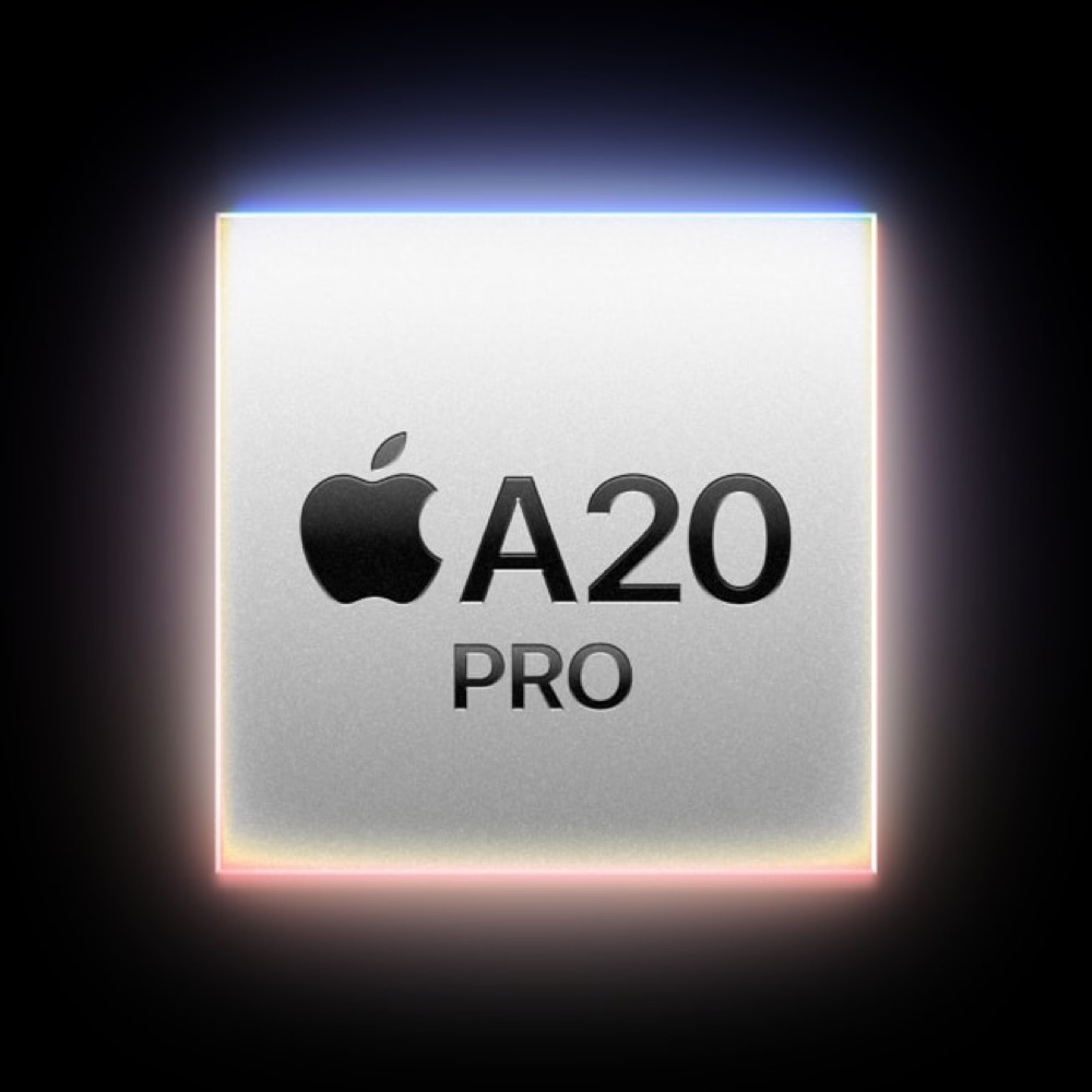 A rendering of the A20 Pro chip die, showing its CPU, GPU and Neural Engine blocks.