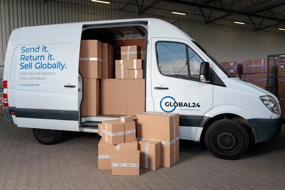 Parcels moving along an e-commerce sorting line, illustrating Shopee's record quarterly order volume.