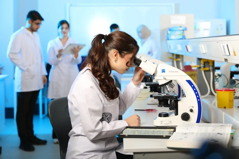 A pathologist examines a digitised breast tissue slide on a screen, representing AI-assisted cancer risk stratification