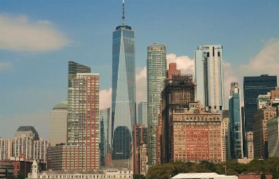 Impressive cityscape of New York City featuring the iconic One World Trade Center amidst modern skyscrapers.