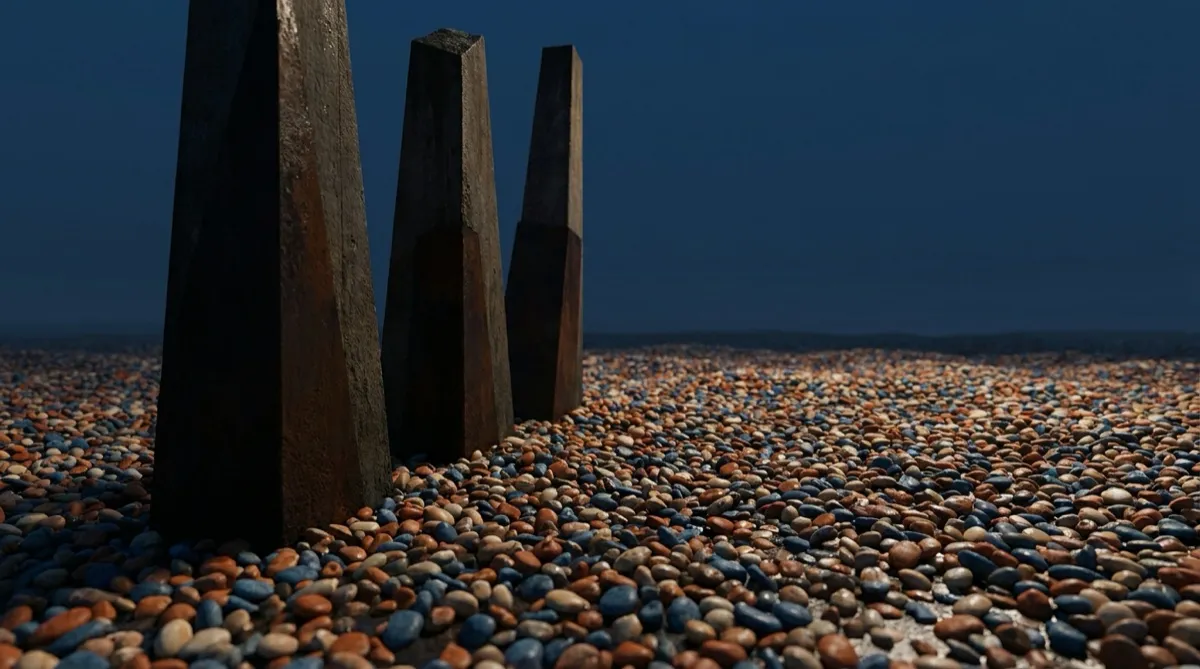 Three tall monoliths rising above a vast field of small pebbles — illustrating how three incidents outweighed eighteen hundred others in this dataset.