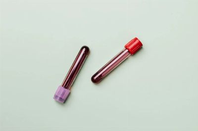 Blood samples in test tubes on a light background, ideal for medical and laboratory themes.