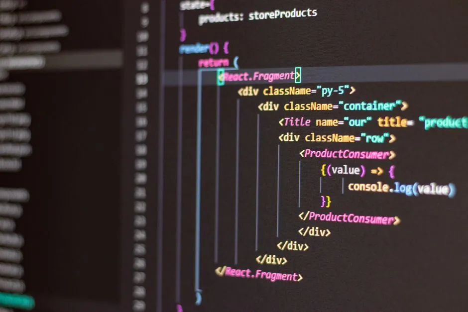 Lines of colour-highlighted source code on a dark editor screen
