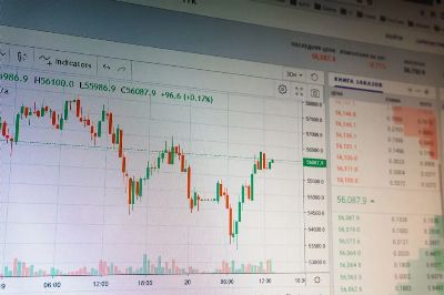 Close-up of digital cryptocurrency market graph showing price fluctuations and trading data.
