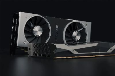 Detailed close-up image of NVIDIA RTX 2080 graphics card showcasing hardware components.