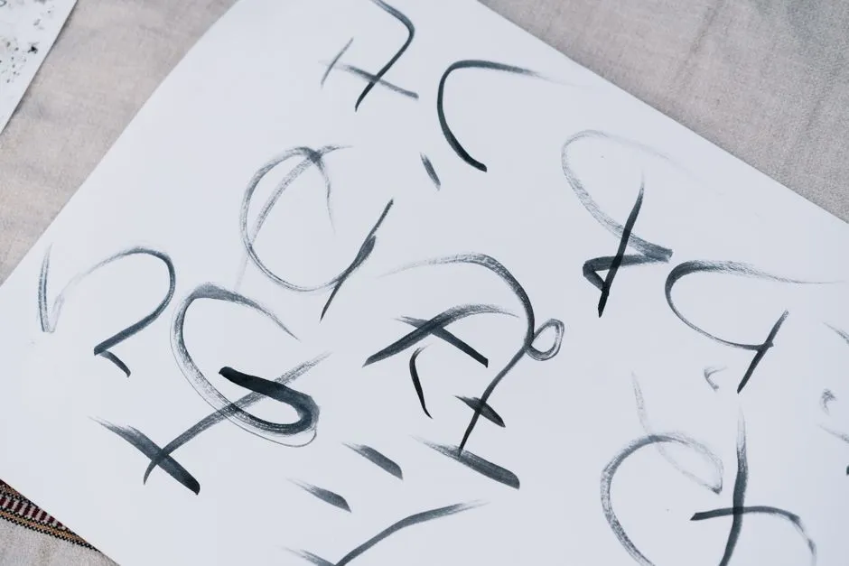 Hiragana characters brushed in black ink on white paper