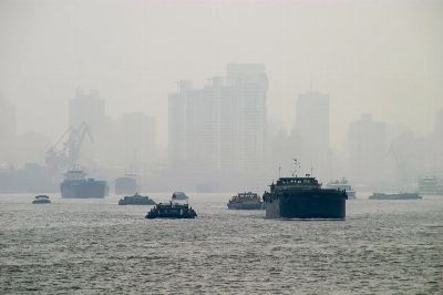 fog, shanghai, boats, smog, flow