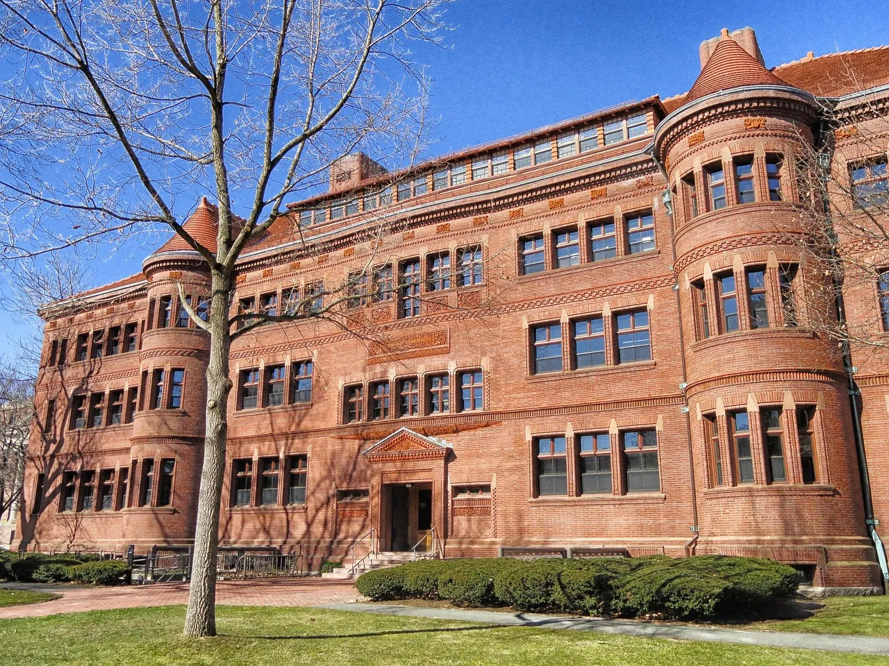Sever Hall on the Harvard University campus in Cambridge, Massachusetts.