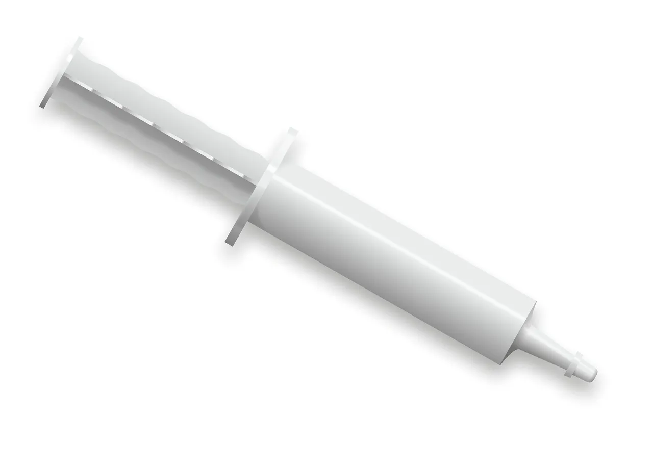 A needle-free oral dosing syringe of the kind used to give liquid medicine