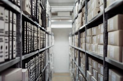 archive, boxes, shelf, folders, documents