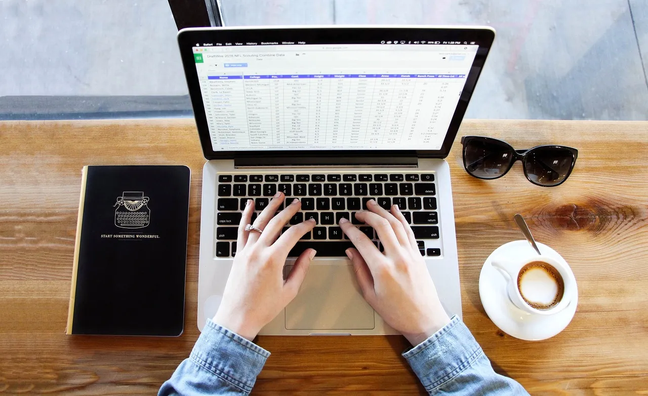 Someone working through a spreadsheet on a laptop, the kind of row-by-row audit that found the fabricated records