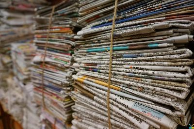 bundle, jute rope, newspaper, old newspaper, stack