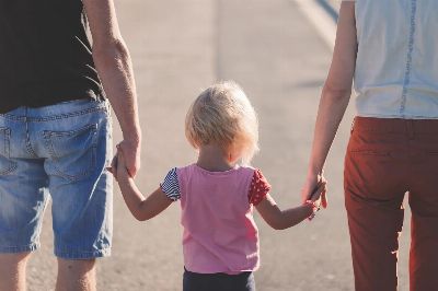 family, holding hands, parents, child, mother