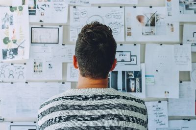 concept, man, papers, person, plan