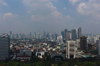 jakarta, smog, architecture, skyline, city