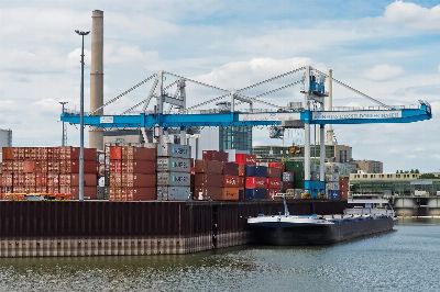 port, port facility, transport, water, crane