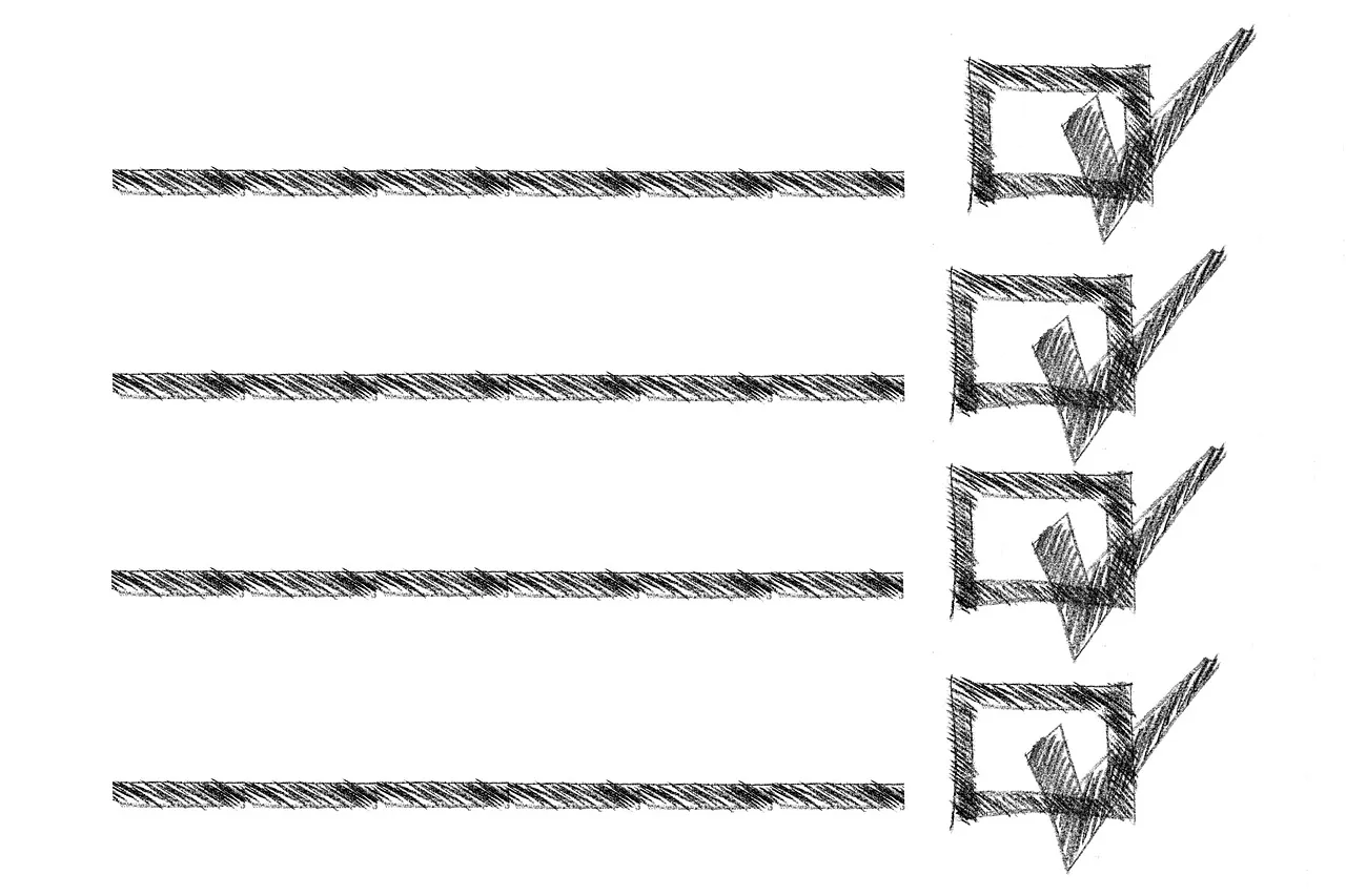 A simple sketched checklist drawn with ruled and dashed lines.