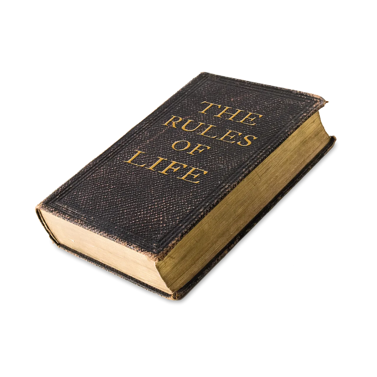 A thick open rule book resting on a surface.