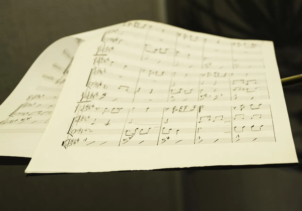 A handwritten manuscript score, the composition side of music that publishing rights cover