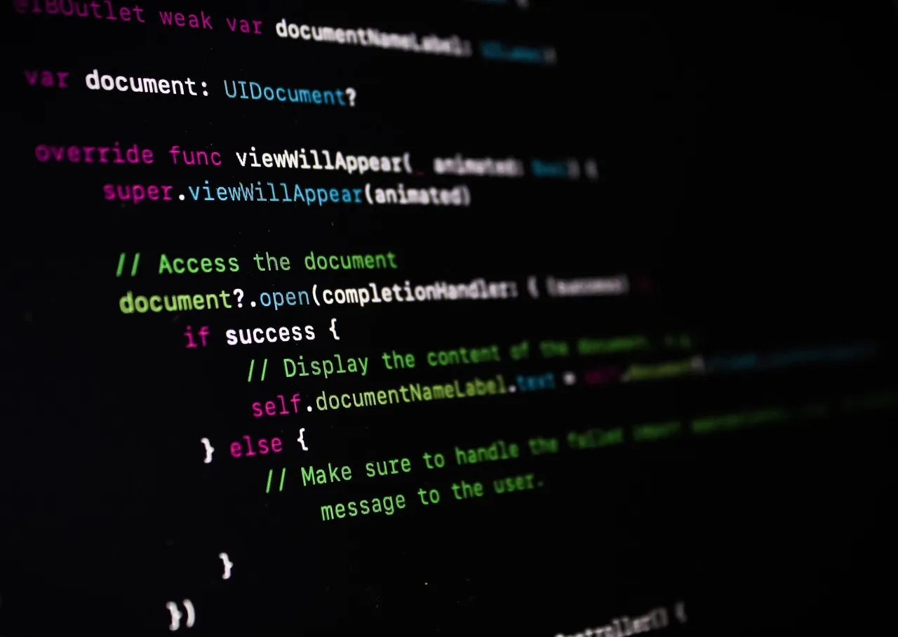 Syntax-highlighted source code on a dark screen, shown close up