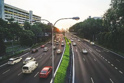 highway, traffic, singapore, sunset, house