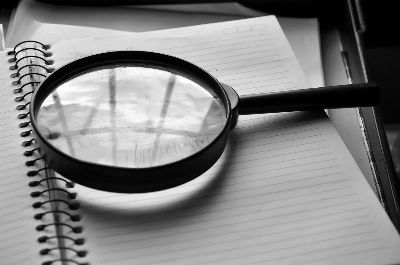 magnifying glass, journal, detail, job, the audit