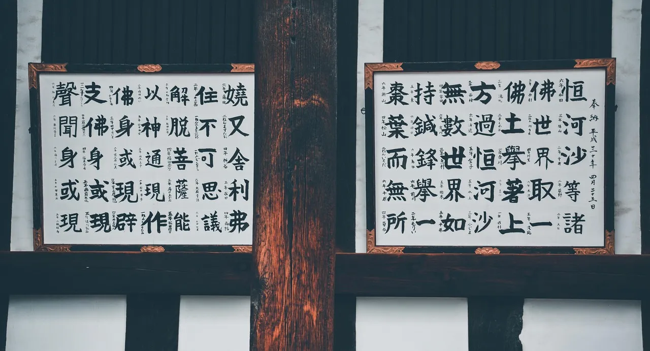 Two framed panels of classical Chinese text set in vertical columns