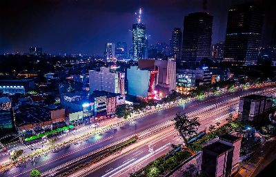 jakarta, indonesia, night, cityscape, city