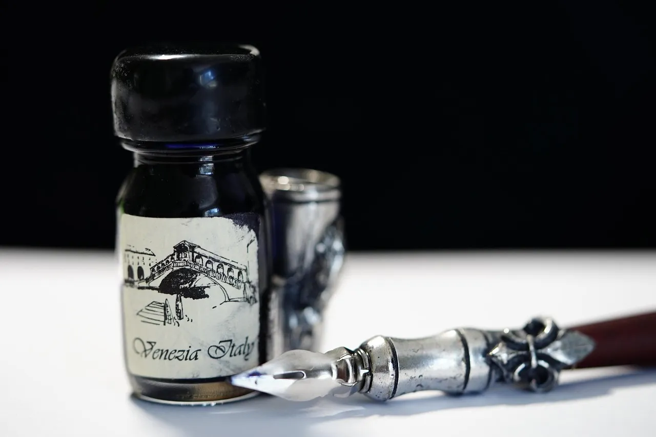 A calligraphy brush drawing a broad ink stroke on white paper.