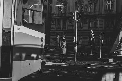 train, station, woman, black and white, passenger
