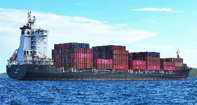 freighter ship, container ship, sea, cargo ship, nature