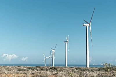 windmills, coast, sea, wind turbine, wind energy