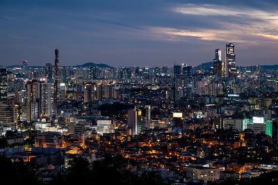 city, buildings, night view, seoul, korea