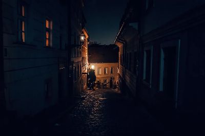 street, old town, house, ancient, night